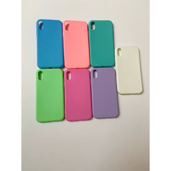 I Phone XR Phone case Bundle 7 Silicone Phone Cases Blue Pink Green Purple White - Picture 3 of 8